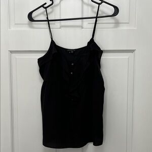 Theory Black Ruffle & Button Front Baby Doll Style Tank Top - Size Medium